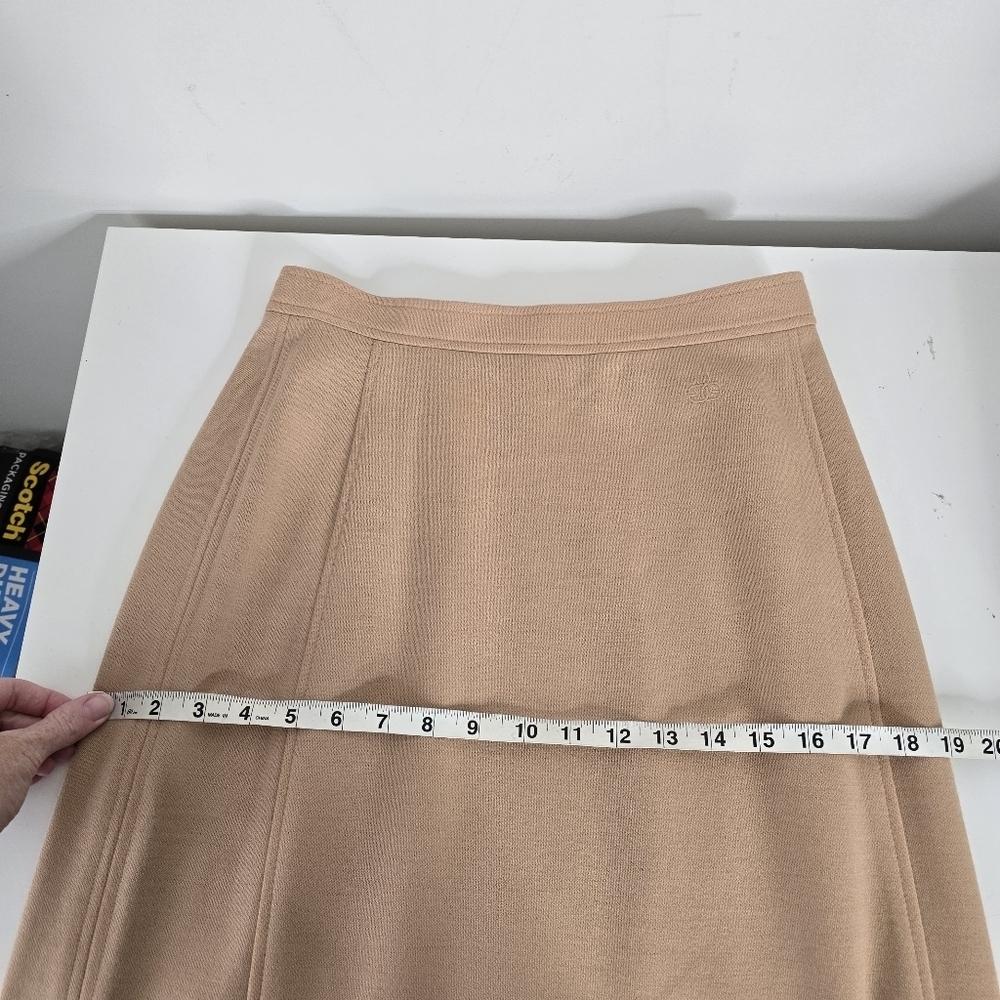 Vintage Givenchy Sport Camel Pleated Hem Maxi Skirt Size 10 Wool Blend - Picture 12 of 14